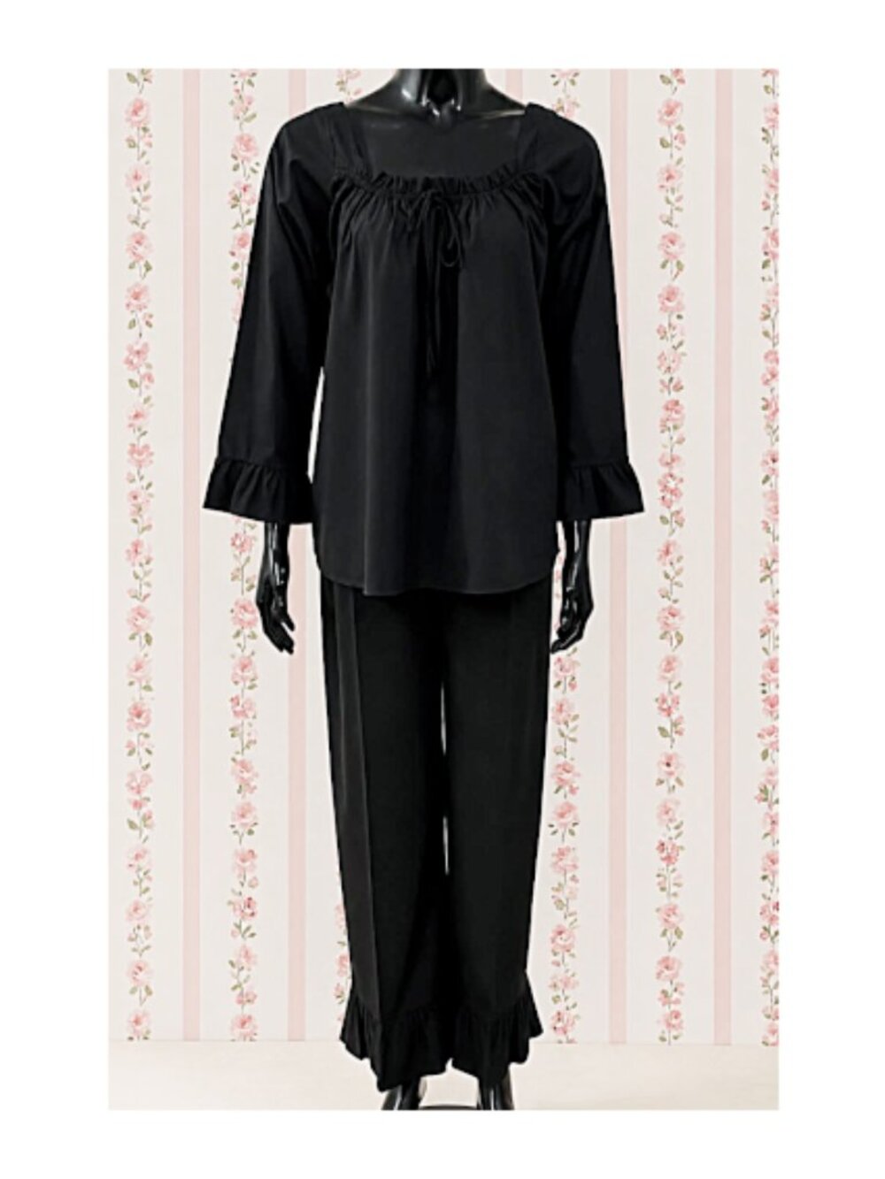 SoieRose 100% Cotton Pajama Ruffle Lounge Victorian Inspired Set - SR-1338